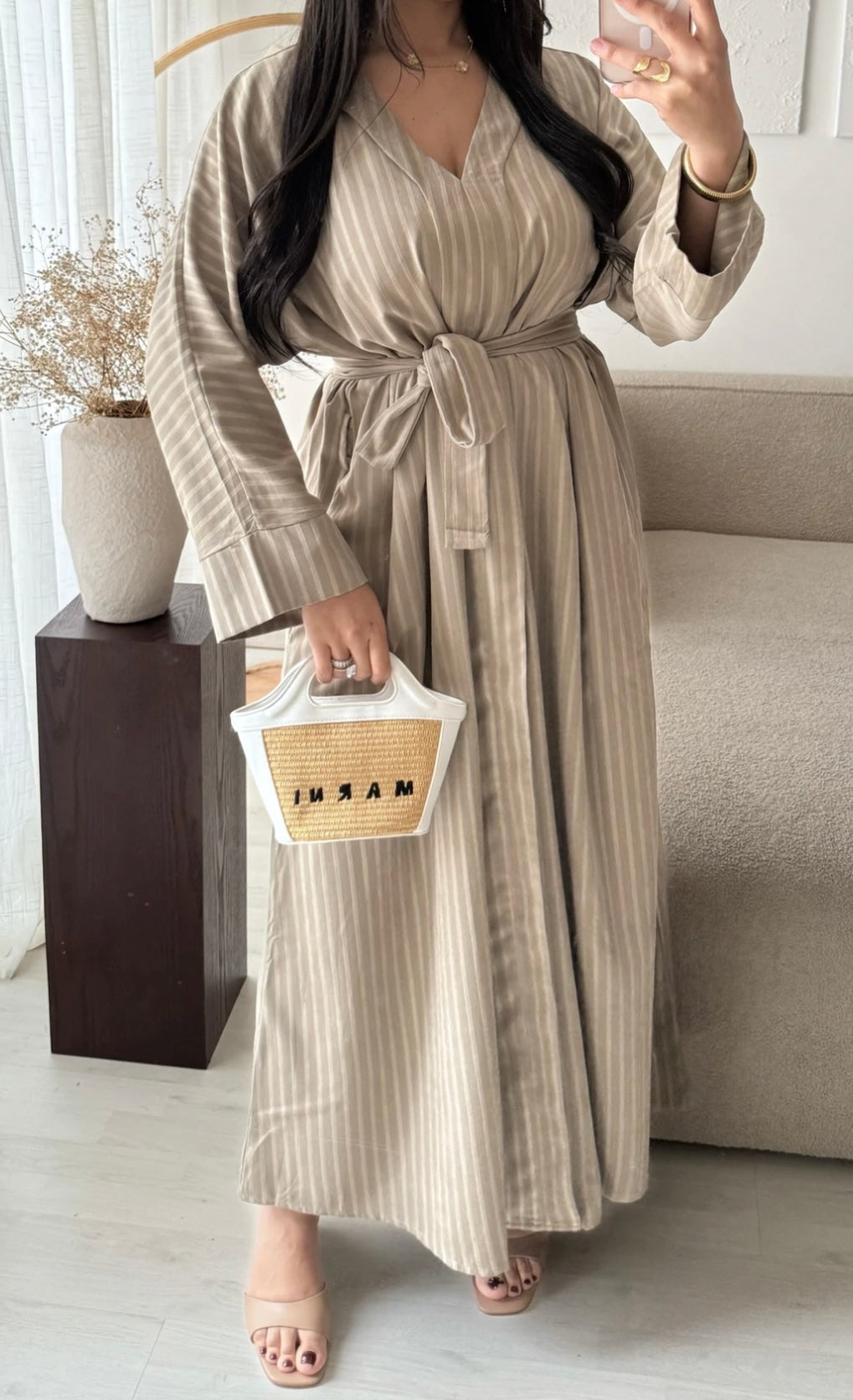 Abaya gestreift mit Gurt