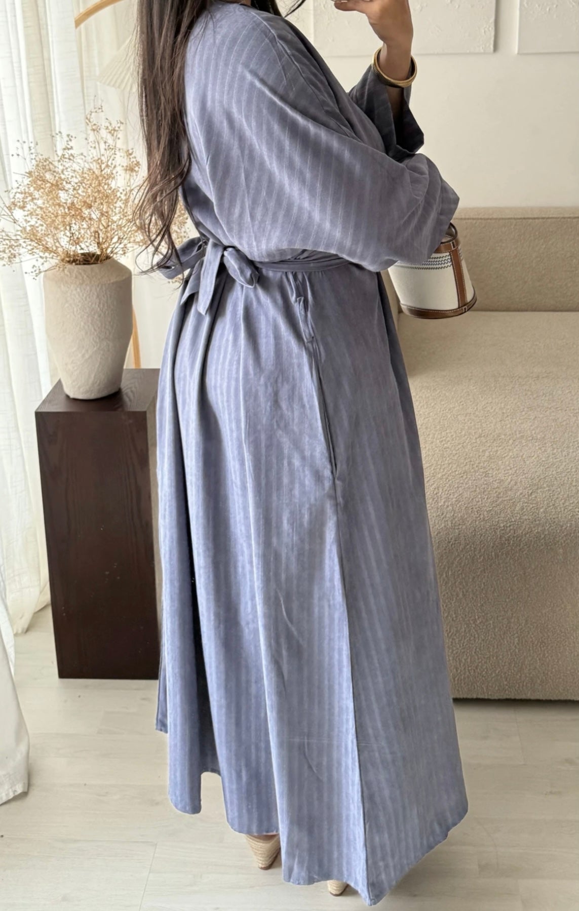 Abaya gestreift mit Gurt