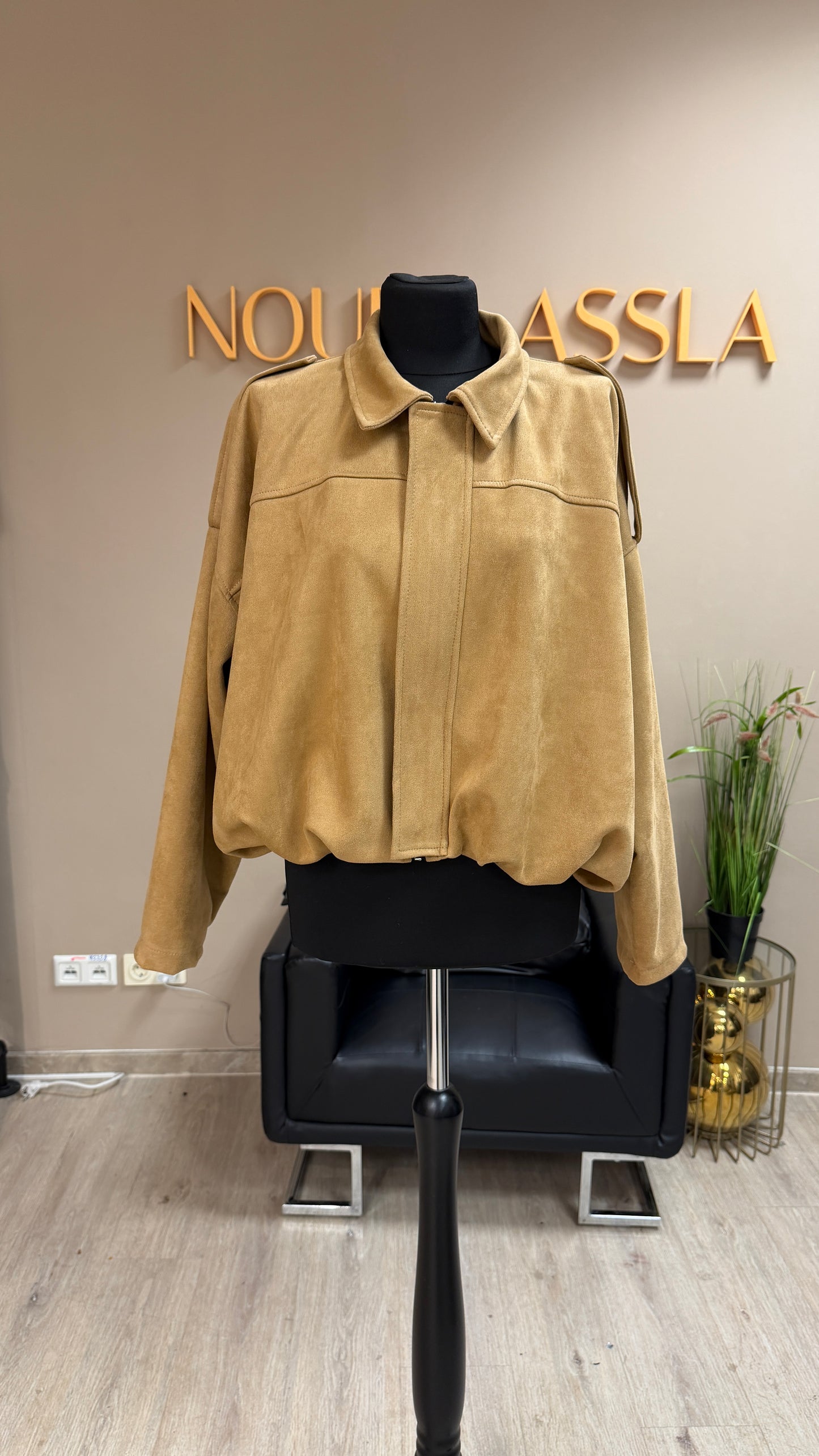 Kurze Jacke Wildleder Optik