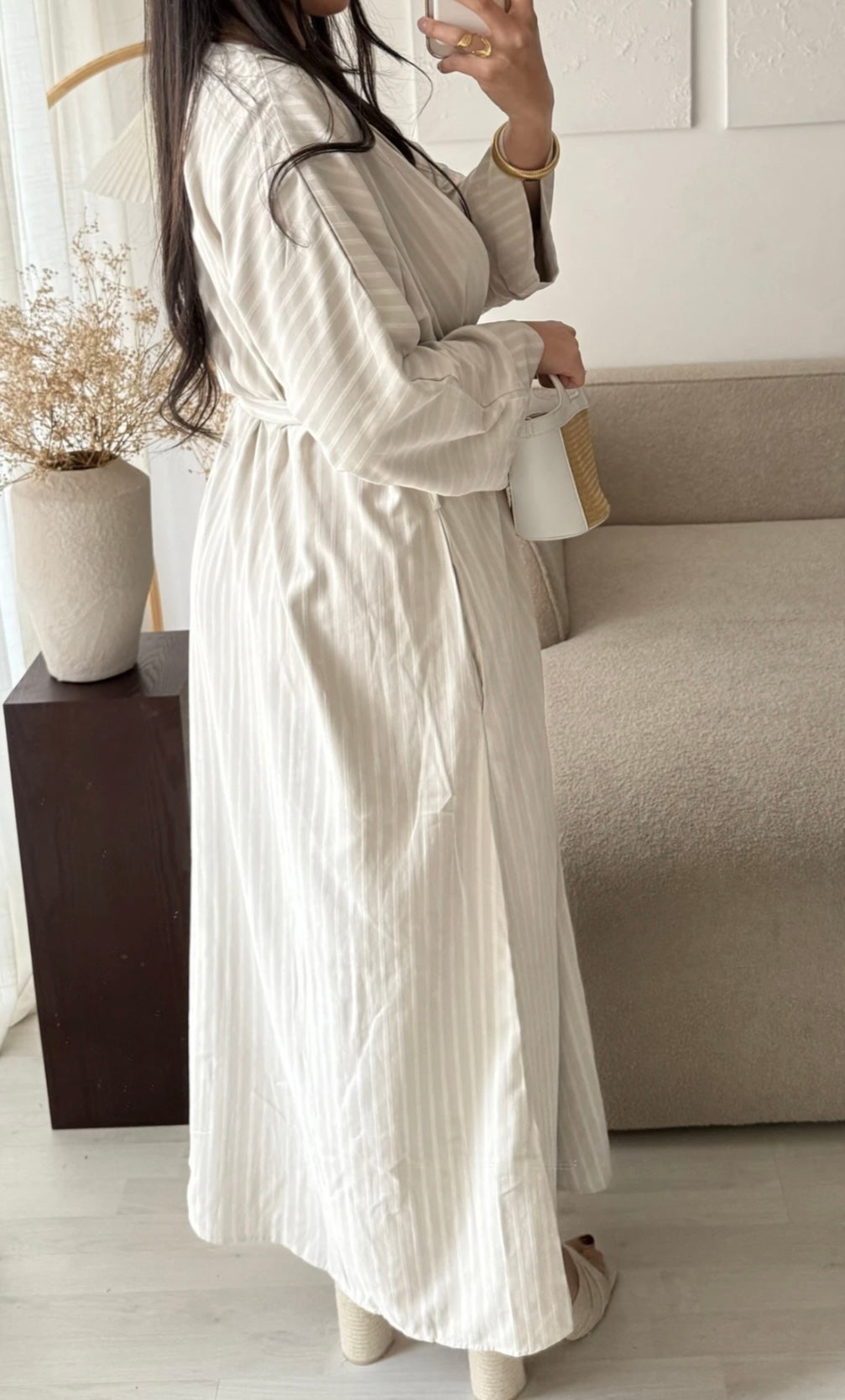 Abaya gestreift mit Gurt