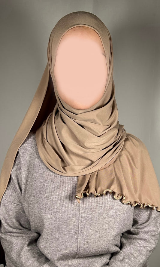 Premium Jersey Hijab mit Welle