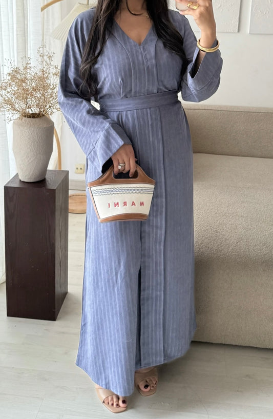 Abaya gestreift mit Gurt