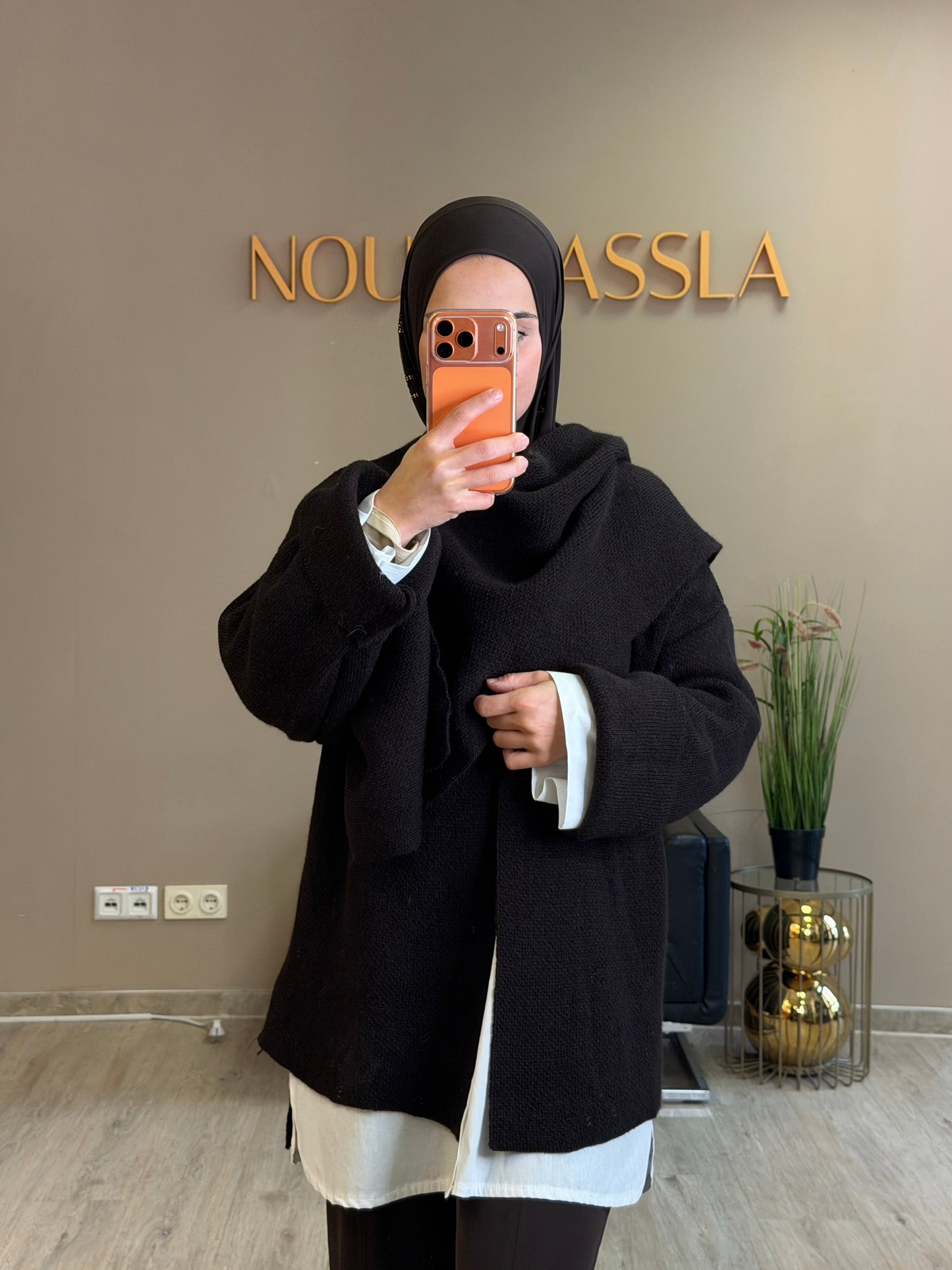 Cardigan mit integriertem Schal