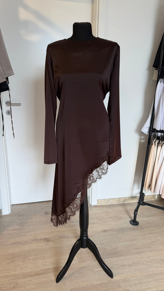 Asymmetrische Bluse Lang mit Spitze