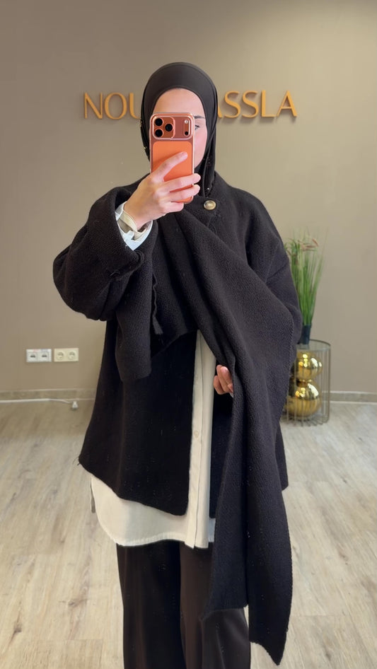 Cardigan mit integriertem Schal